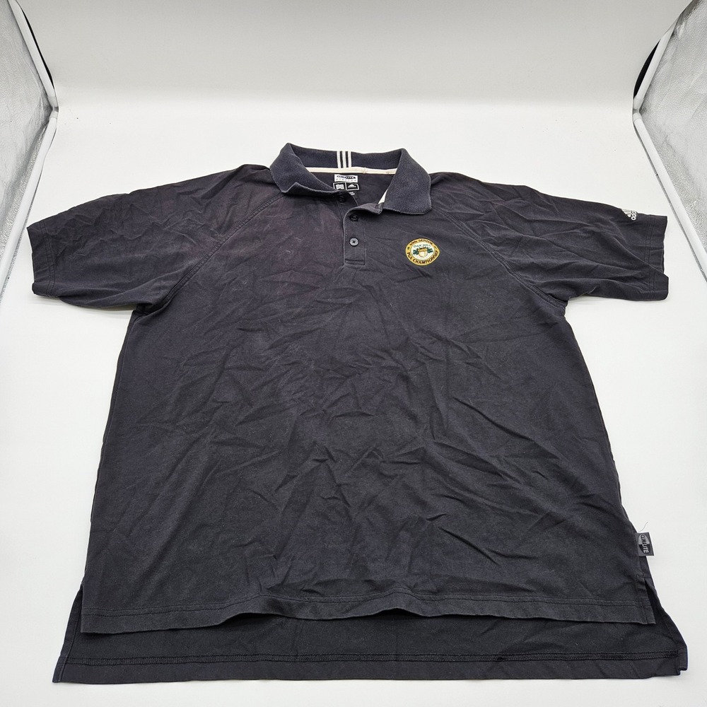 Adidas Golf Polo Shirt Mens L/G Black Stretch Oak Hill PGA‎ Championship Patch